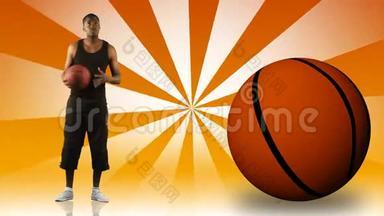 美国黑人男孩打篮球的动画